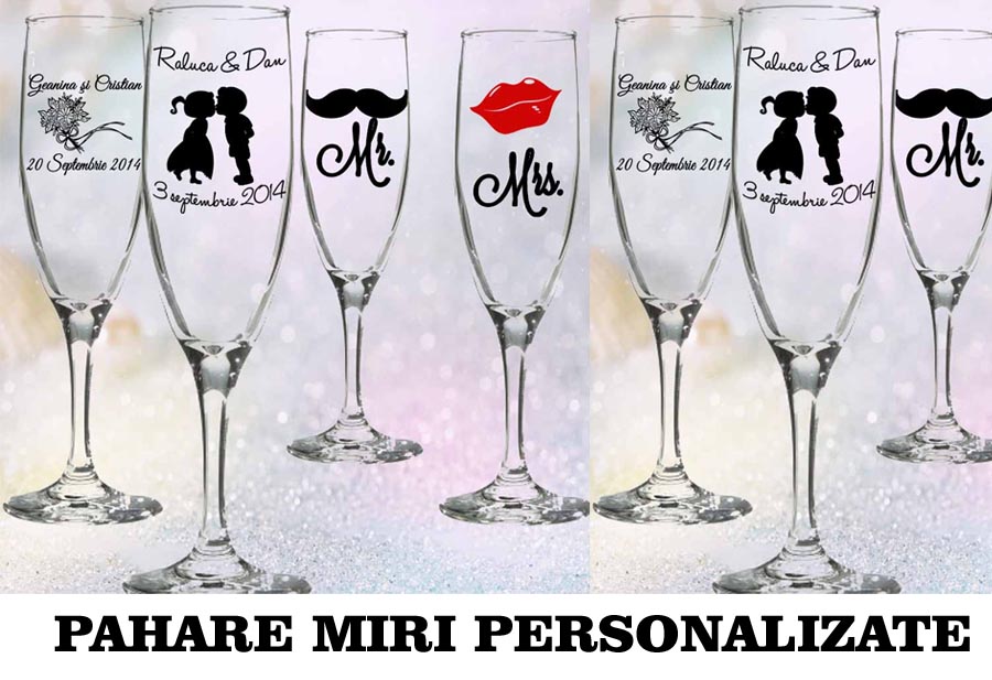 Pahare si sampanie personalizate